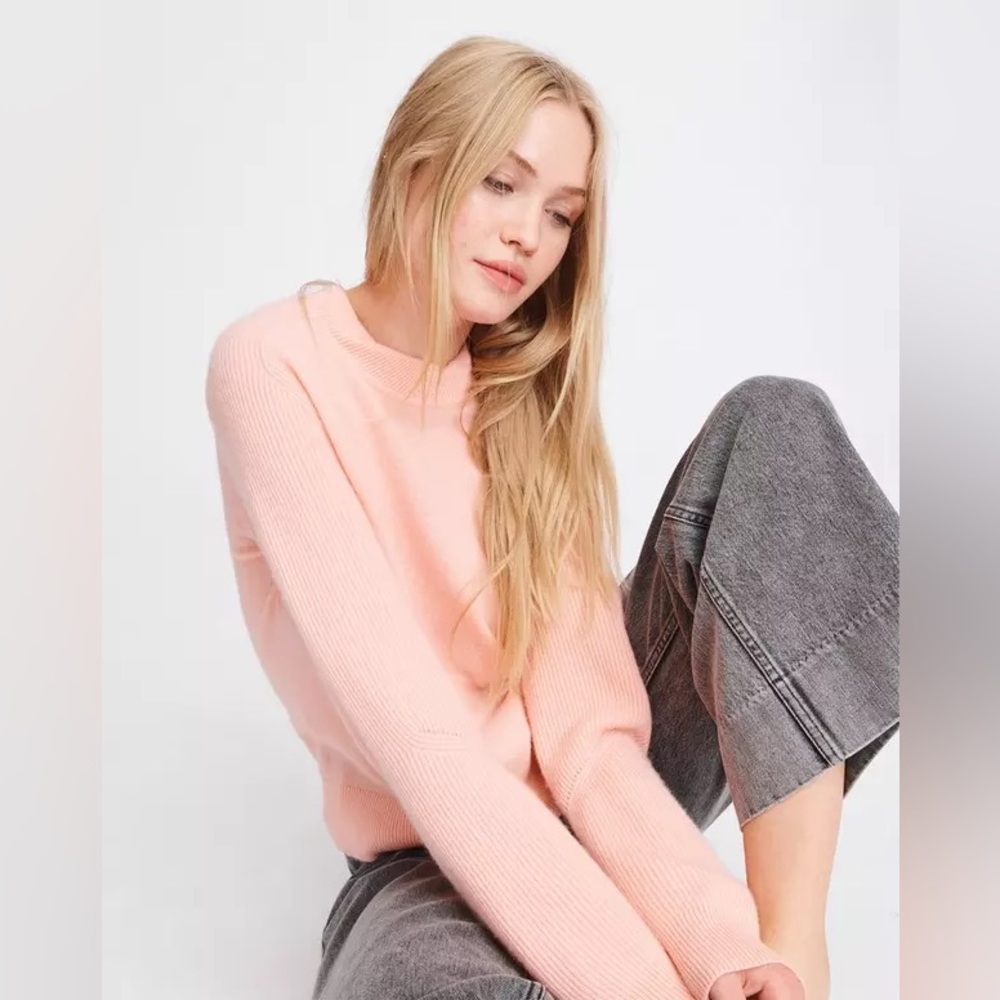 Rag & Bone Logan CASHMERE CREW pastel pink